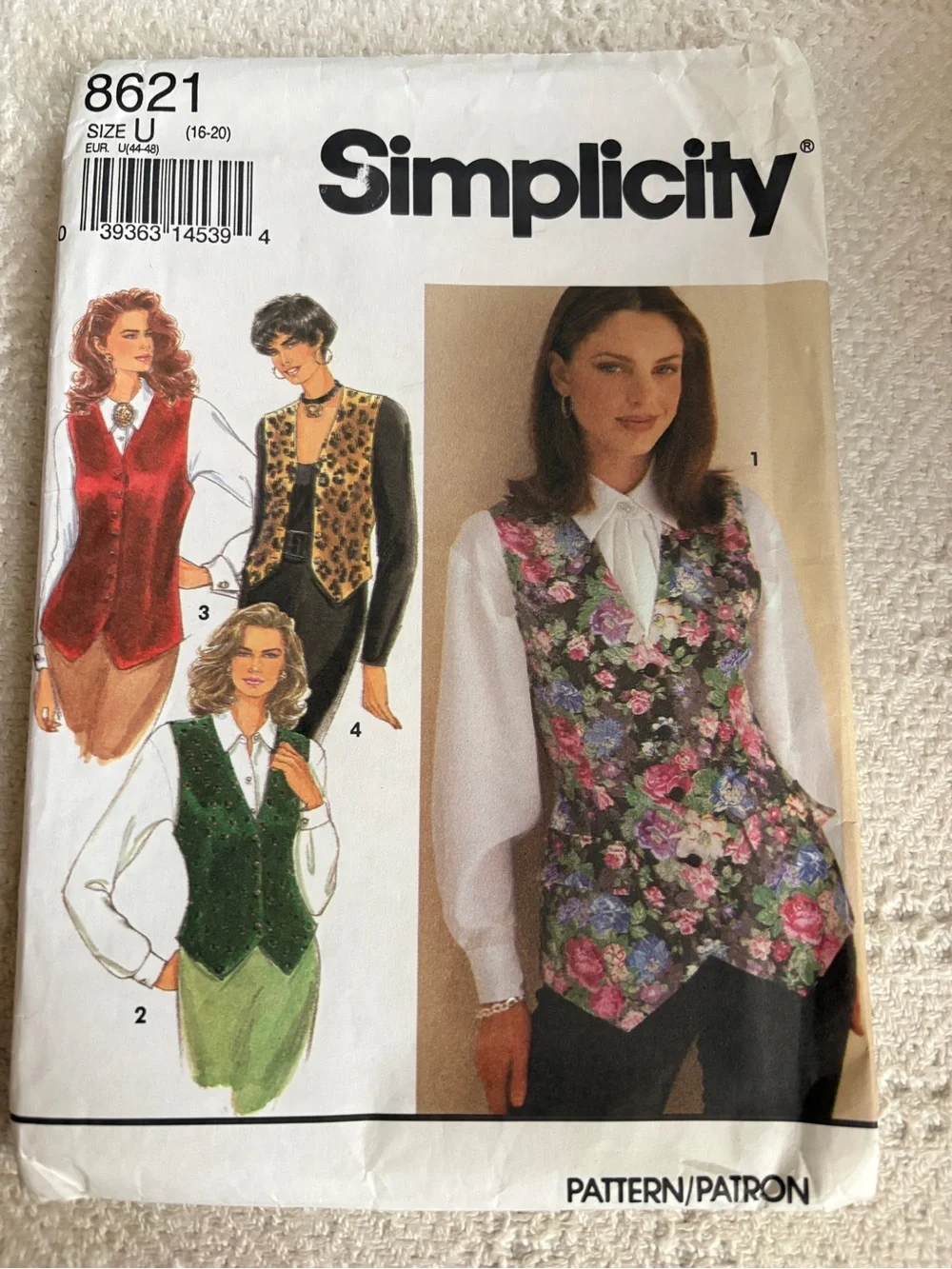 Simplicity Pattern 8621 U for Misses’ 1990s Vests